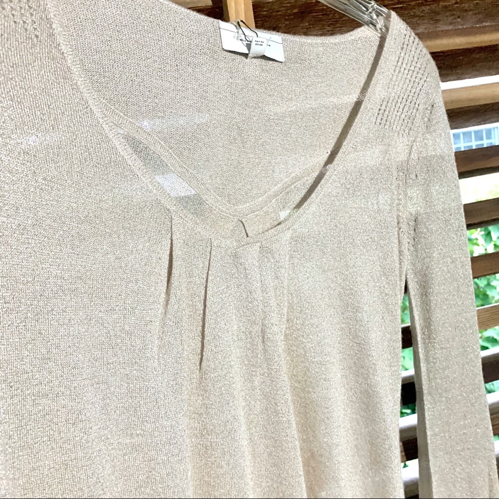 Anthro ‘Gold Dust’ Sweater Sheer XS Sparkle Top Blouse Tunic